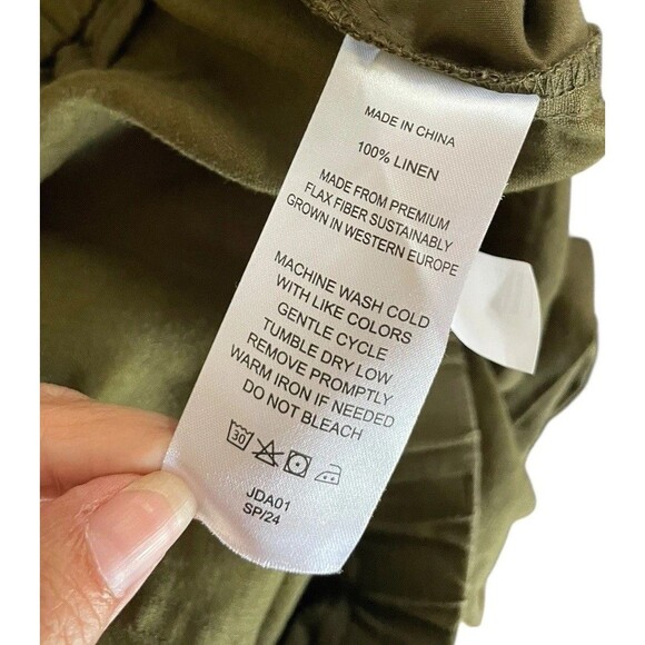 Quince 100% European Linen Pants Martini Olive Size LG Women's Green Wide Leg - Picture 9 of 13